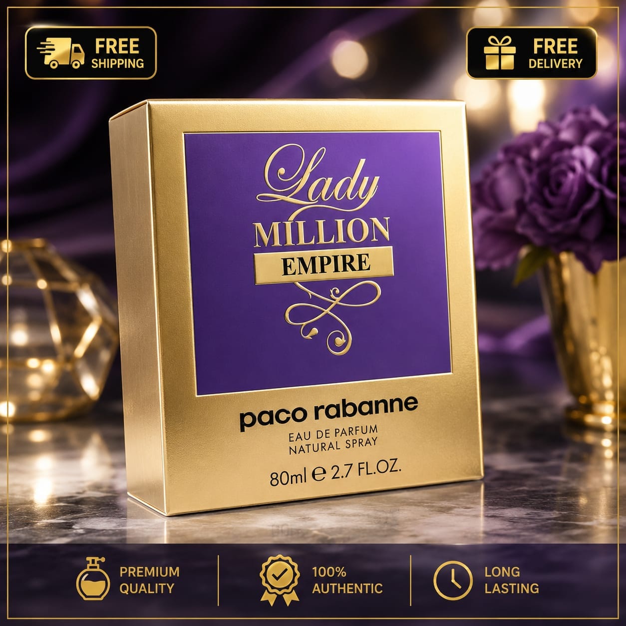 Rabanne Lady Million Empire Eau de Parfum 80ml / 2.7 Fl. Oz. for Women